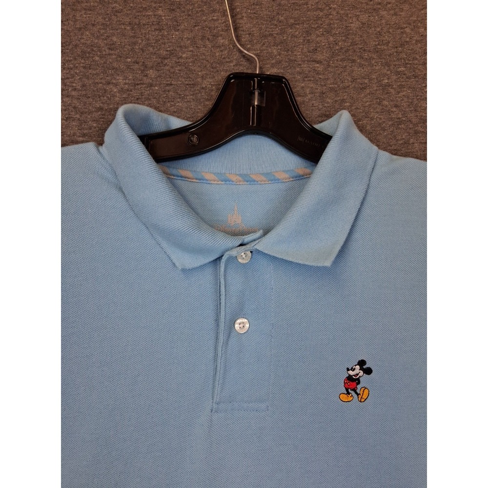 Disney Parks Mens Shirt Large Blue Poloโ Mickey Embroidered Classic Casual VTG
